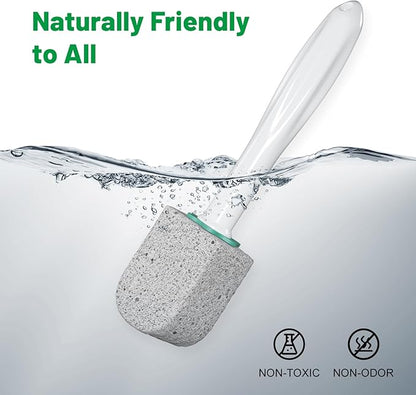 Pumice Stone Toilet Bowl Cleaner,Bathroom Cleaner Brush Toilet Wand Refills with 30CM Long Handle for Remove Hard Water Stains with 1 Wand+ Pumice Stones (5 Pack)