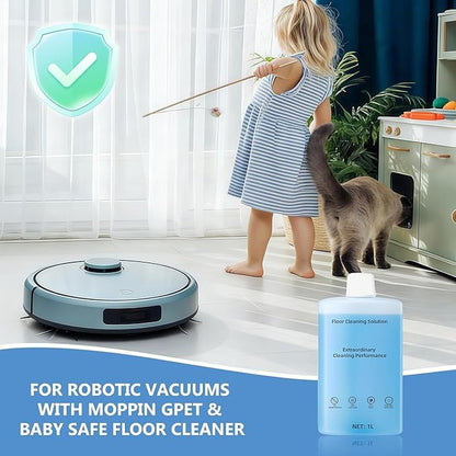 Cleaner Solution for Roborock Cleaning Solution Residue & Streak Free, Compatible with Roborock Robot Vacuum with Mopping and Wet & Dry Floor Cleaner Solution Pet Safe for Hardwood 1L, 33.8 Fl. OZ