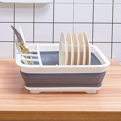 Goderewild Collapsible Dish Drying Rack with Rotating Drain & Plug,Space-Saving Dish Drainers for Kitchen Counter, Portable Dish Rack Over Sink Drying Dinnerware,Travel Trailer RV Camping Essentials