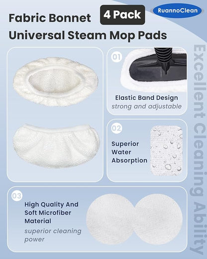 Steam Mop Pads Compatible with Wagner 915e Steam Cleaner for Home, Steam Cleaner Pads Compatilbe with TVD/STEAMBOT and More, Microfiber & Chenille & Fabric Bonnet Steam Pads (2+2+4 Pack)