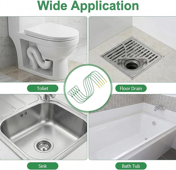 Collection 5 Pack 30 Inch Drain Snake Hair Clog Remover - Flexible Anti-Break Sink Snake with Nylon Layer, Swift Drain Cleaner Tool for Shower, Bathroom Sink, Bathtub Drains