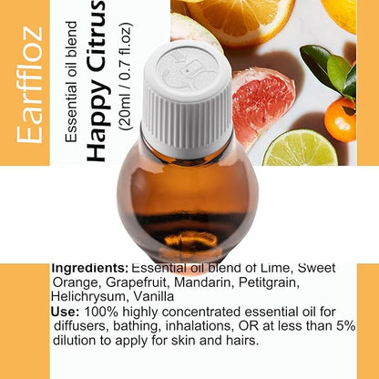 2 Scents Natural Essential Oil Refill and Wick Set (Happy Citrus, Dry Lavender) for DIY Plug-in Air Freshener w/Earffloz Fragrance Plug Oil Diffuser (2x20ml Essential Oil + 2 Wicks)