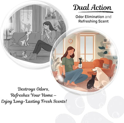 Pet Odor Eliminator Spray for Dog & Cat Urine – Powerful Odor Remover for Carpet, Couch, Upholstery & Car – Natural Non-Toxic, Long Lasting Fresh Scent – 16oz (Citrus Agave)