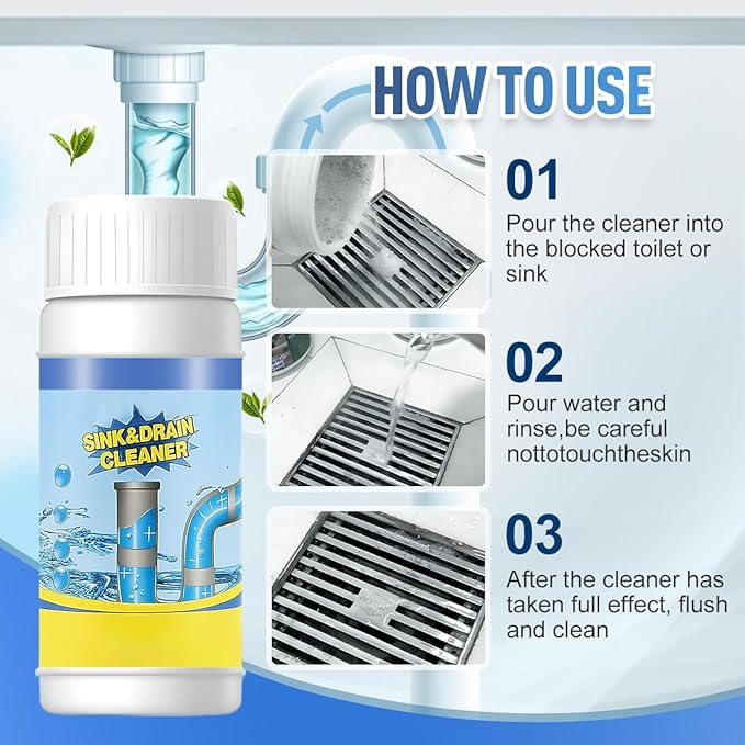 Sink and Drain Cleaner, Pipeline Dredging Agent, Sink and Drain Cleaner Powder, Multi-functional Fast-Acting Pipe Dredging Agent for Kitchen and Toilet Pipeline (1pcs)