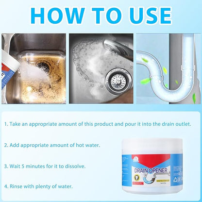 BELL BIRDCrystal Lye Drain Opener,Crystal Lye Drain Cleaner,Pipeline Dredging Agent,Drains Clog Remover Agent,Unclogs Bathroom and Kitchen Sinks,Shower Pipes (260g/9.2oz)
