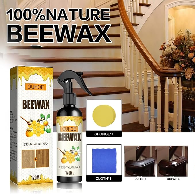 Beeswax Wood Polish - Furniture Polish - Wood Cleaner - Wood Floor Polish - Applicable To Living Room, Kitchen and Wooden Furniture Floors. (1Pcs)