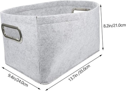 Felt Storage Basket Laundry Hamper with Handles Multifunctional Home Organizer for Clothes Books Cosmetics Lightweight Container for Bedroom and Closet Light Gray
