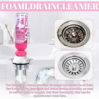 Foaming Drain Cleaner - Sink Cleaner and Deodorizer for Kitchen Sinks, Shower Drains, and Tubs, Monthly Maintenance to Avoid Clogs. (2pcs, coral pink)