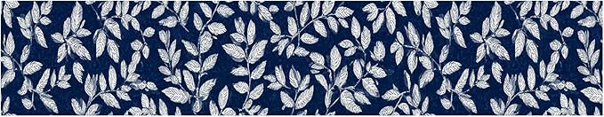 Blue Floral Wallpaper Border 196x4 Inch Peel and Stick Wall Border Elegant White Leaf Pattern Removable Vinyl Wall Trim for Kitchen Bathroom Bedroom Living Room Home Decor