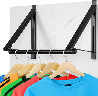 Foldable Over The Door Clothes Hanger, Drying Rack for Coat, Space Saving Small Clothes Rack Door Hangers for Clothing, Black