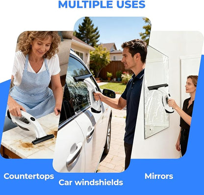 Window Vacuum Squeegee Cordless Electric Window Cleaner Tool 11 inches Window Cleaning Kit Shower Squeegee for Shower Doors, Mirrors, Car Windshields and Tiles