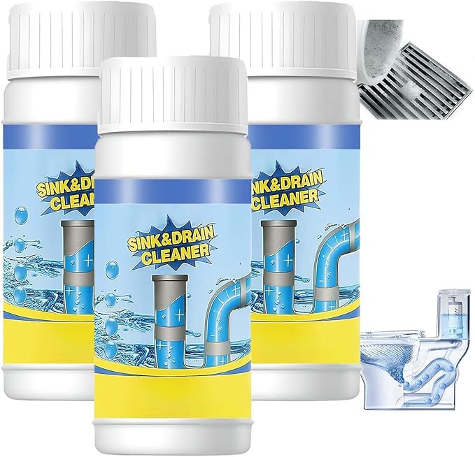 110g Powerful Sink and Drain Cleaner Powder, Pipeline Dredging Agent Powder Drain Cleaner, Multi-functional Fast-Acting Pipe Dredging Agent for Kitchen and Toilet Pipeline Unblocker (3pc)