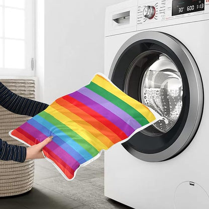 Mesh Laundry Bags Lingerie Bags for Washing Delicates 2 PCS Durable Wash Bag with Zipper Small and Medium Washable Vibrant Colorful Stripes