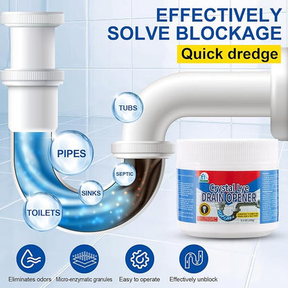 BELL BIRD Drain Opener,Powerful Unclogging,Crystal lye, Sodium hydroxide, Unclog drains, Bathroom sinks, Kitchen sinks, Shower pipes (2 PSC, Gram, 520)