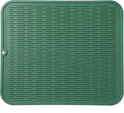 MicoYang Silicone Dish Drying Mat for Multiple Usage,Easy clean,Eco-friendly,Heat-resistant Silicone Mat for Kitchen Counter or Sink,Refrigerator or Drawer Liner Green 2XL 24 inches x 18 inches