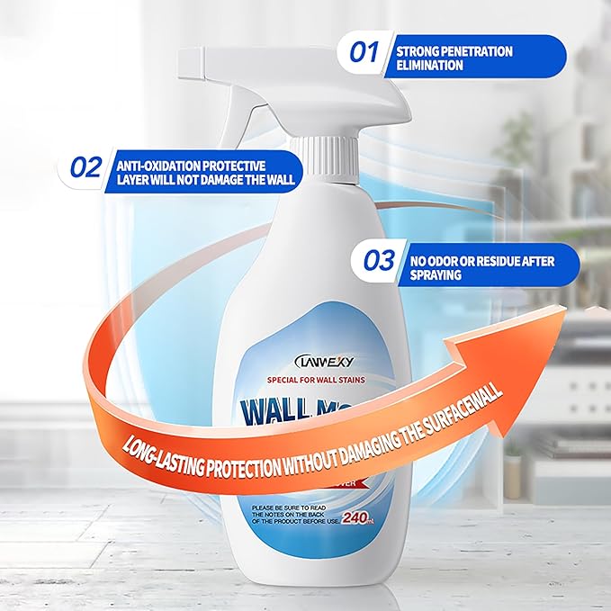 LANWEXY-Highly Effective Removal Spray,Wall Cleaner Spray-Bathroom Foam Cleaner for Shower,Wall,Ceiling,Wood,Kitchens,Tile,Killer with Prevention Inhibitor-3 bottles