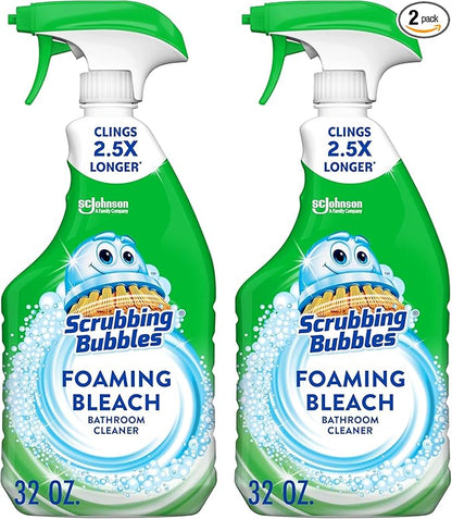 Scrubbing Bubbles Foaming Bleach Bathroom and Shower Cleaner Disinfectant Spray, Helps Erase Mold & Mildew, 32oz (Pack of 2)