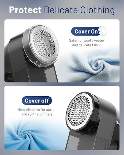 BEAUTURAL Fabric Shaver, Rechargeable Lint Remover, Electric Portable Sweater Defuzzer with 3 Speeds, 6 Leaf Blades, Digital LED Display, Remove Pilling for Clothes, Furniture, Sweater, Couch, Blanket