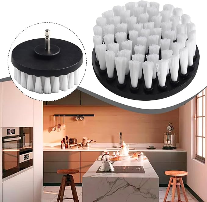 4 Inch Power Drill Brush for Carpet Leather Furniture Upholstery Cleaning Kitchen Bathroom Shower Car Tires Glass Cordless Drill Attachment