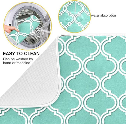 Super Absorbent Dish Drying Mat, Microfiber Fast-Drying Dish Mat, 24" x 18", Kitchen Dish Drying Pad, Seamless Moroccan Pattern