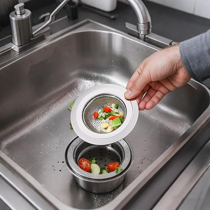 Kitchen Sink Drain Strainer Sink Stainless Steel Protectors for Kitchen Sink Stopper Dishwasher Safe Catcher Basket Cover Filter Trap Screen Large Wide Rim 11.5cm/4.5" Diameter (2.75in)