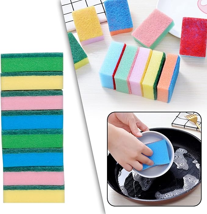 10 Pack Sponges for Cleaning, Natural Heavy Duty Dual Sided Dishwashing Sponge,Reusable Cellulose Durable Household Cleaning Sponges for Scrubbing Washing Cookware Bathroom Dishwashing