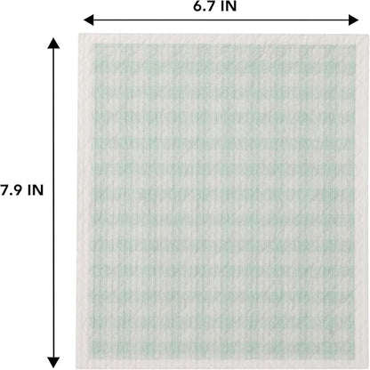 Martha Stewart Swedish Kitchen Absorbent Sponge Dish Cloths, Teal Gingham, 8 Count
