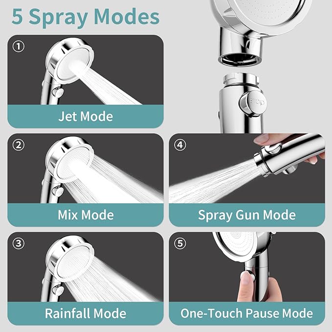 Bathtub Faucet with Handheld Sprayer, Shower Attachment for Tub Faucet, All Metal Bath Tub Spout with Shower Diverter, High Pressure 3+1 Settings Hand Held Showerhand (Chrome)
