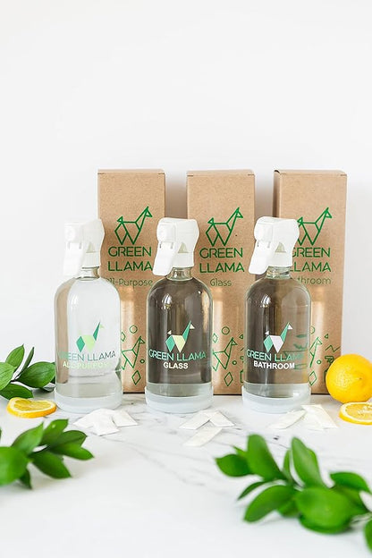 Green Llama Window and Glass Refill 3-Pack - Certified Compostable Packaging, Natural Cleaning Solution for Windows and Glass - Eco-Friendly and Sustainable
