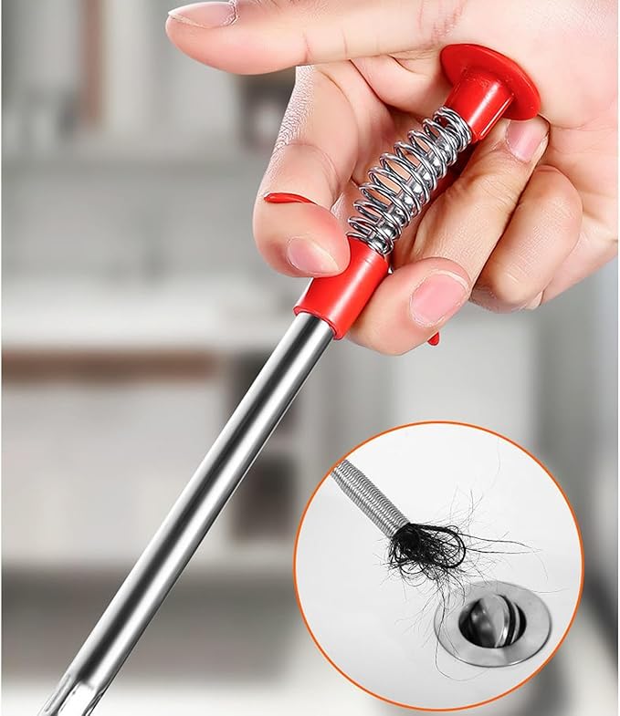 Sewer Cleaning Hook & No Need for Chemicals,Portrayi Sewer Cleaning Hook,Sewer Cleaning Hook Drain Clog Remover,Toilet Snake Clog Remover,Flexible Grabber Claw Long Drain Snake (63in)