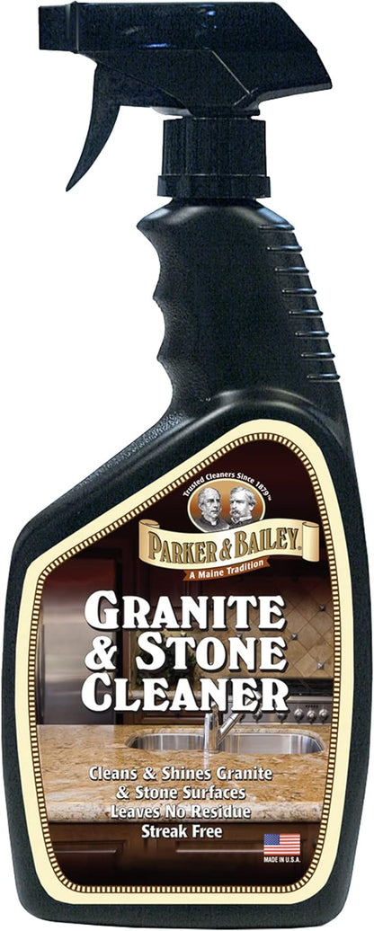 Parker & Bailey Granite & Stone Cleaner - Countertop Kitchen Island Cleaning Spray Marble Tile Slate Quartz Daily Bathroom Counter -White, 24 Oz