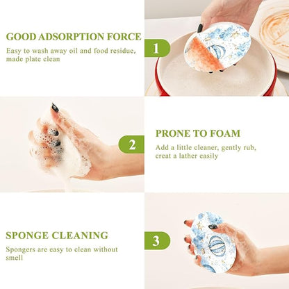 Hot Air Balloon Kitchen Scrub Sponges, Pop-up Kitchen Cleaning Sponges Reusable Dish Washing Sponges for Bathroom Household Cleaning 3 Pack - Non Scratch Scrubber