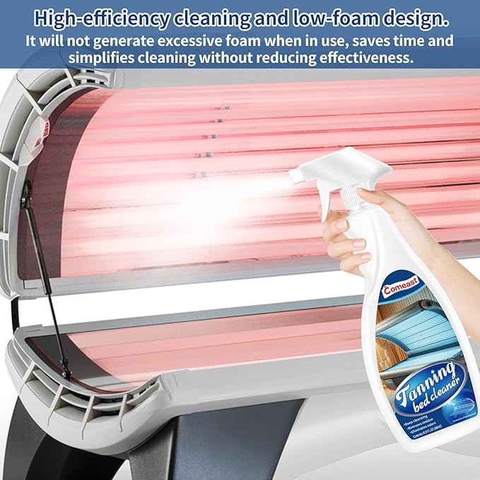 Tanning Bed Cleaner for Indoor Tanning Beds, Plastic Solution Spray Cleaner, Eliminating Particles Potentially Found in Tanning Salons or Spas Centers, Health Clubs 16.91Fl Oz