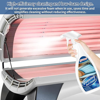 Tanning Bed Cleaner for Indoor Tanning Beds, Plastic Solution Spray Cleaner, Eliminating Particles Potentially Found in Tanning Salons or Spas Centers, Health Clubs 16.91Fl Oz