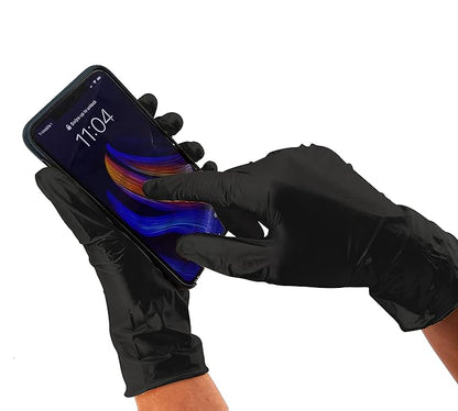 Colortrak Premium Grip Reusable Gloves, 4 Pairs (8 Gloves Total), Powder Free Latex, Durable and Chemical Resistant, Textured for Better Grip, Extra Long Cuff, Washable, Black, Medium
