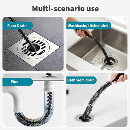 Drain Cleaning Brush 2 Pack, 23.6 Inch Long Pipe Cleaner Brush, Flexible Drain Clog Remover Tool with Nylon Bristles, Sink Drain Cleaner for Hair Clogs, Kitchen Sink, Bathroom Tub, Shower Drain
