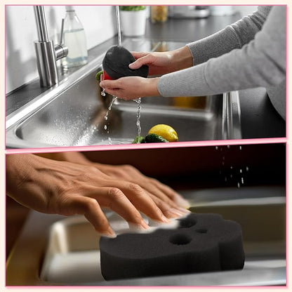 Tioncy 12 Pack Skull Sponges Bulk Gothic Dual Sided Scrubber Black Skull Sponges Reuseble Non Scratch Dishwashing Kitchen Cleaning Accessories for Cookware Pot Boiler Pan Household