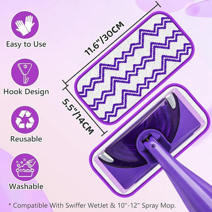 7 Pack Reusable Mop Pads Compatible with Swiffer Wet Jet- Thick Wet Pads Refills Microfiber Washable Dry Mopping Cloths for Swiffer Wetjet 12" Spray Mop Wood Floor Cleaning