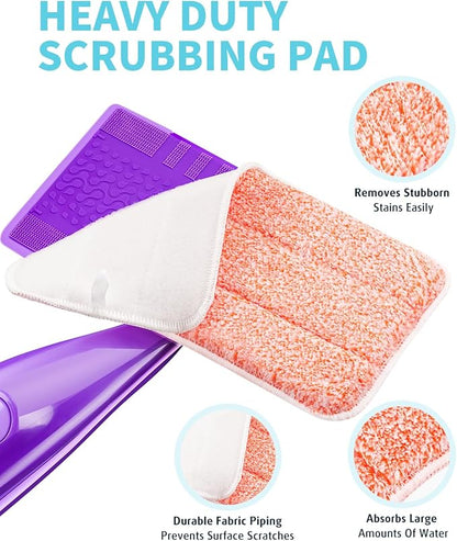 Power Scrubbing Reusable Mop Pads for Swiffer Wet Jet Mops (6 Pack), Wet Jet Refills, Wet Pads Refill, Washable Microfiber Mop Pads for Floor Cleaning Wet Dry Use