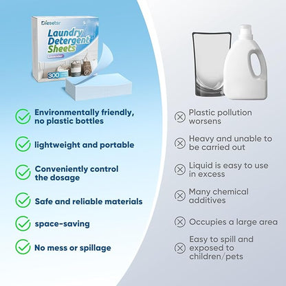 Diesetsr Laundry Detergent Sheets 150 Counts 300 Small Loads Travel Laundry Sheets ECO-friendly,No Plastic Clothes Washing Soap-Lavender