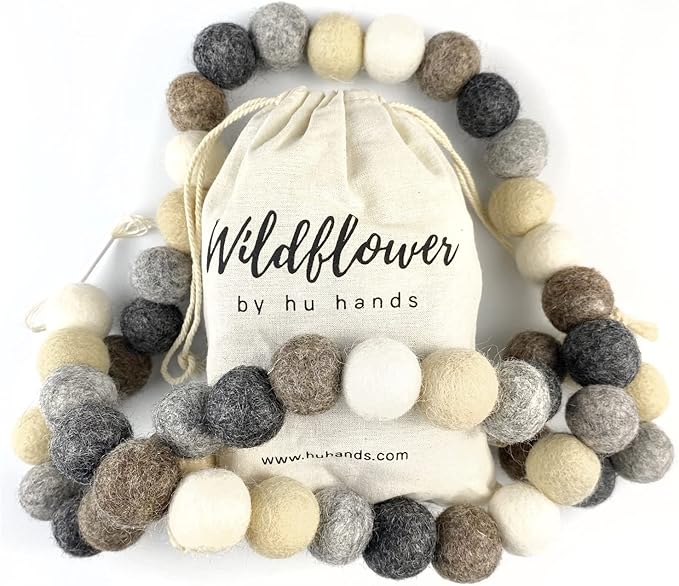 Garland Weathered Naturals Wool Felt Balls (50) Pom Poms in Neutral Earth Tones Including Grays and Browns for Decor .8 - 1 Inch Size | Hand Felted in Nepal from 100% NZ Wool | Bag Included