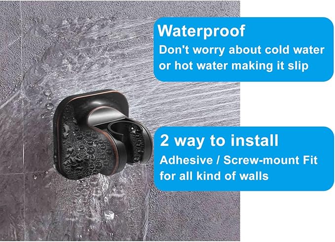 Zorfeter No-Drill Shower Head Holder, Adjustable Strong Adhesive Wall Mount Shower Head Bracket for a Secure & Convenient Hold(Oil Rubbed Bronze)