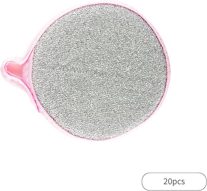 Kitchen Double-Sided Dishwashing Sponge Scrubber for Pots and Pans Cleaning Cloth Household Dishcloth Scouring Pad Pink 10 pcs Yellow 10 pcs