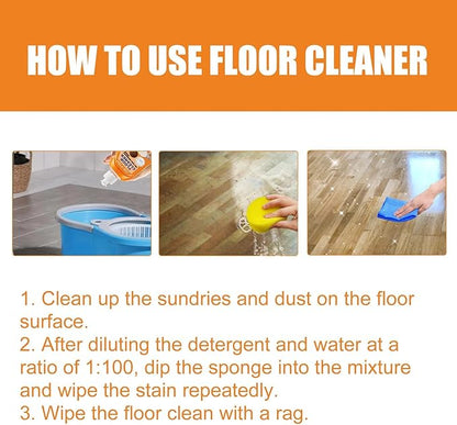 Floor Cleaner, Multipurpose Floor Cleaner Liquid, Glossy Clean Floor Cleaners, Powerful Decontamination, Household High-Performance Cleaner for Wood, Tile (2sets)