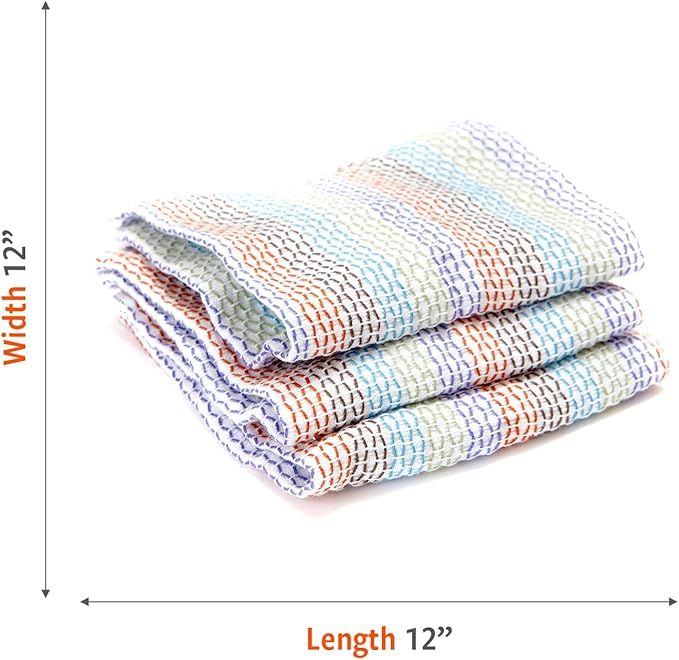 Full Circle Tidy 100% Organic Cotton Dish Cloths - Absorbent, Reusable, Kitchen Towels, Eco-Friendly, Machine Washable - Red