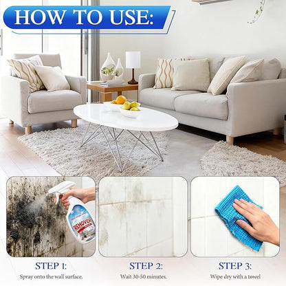 Highly Effective Removal Spray, Wall Cleaner Spray, Dust and Dirt Removal, 8.12 Fl oz, for Wood, Tile, Fabric, Bathrooms, Kitchens