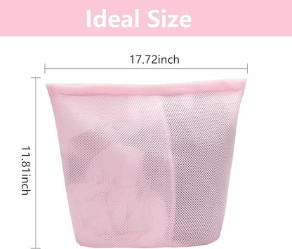 2 Pcs Special Zoning laundry bag for delicates with handles mesh laundry bags washing machine laundry totes travel storage and sorting bag (Pink2)