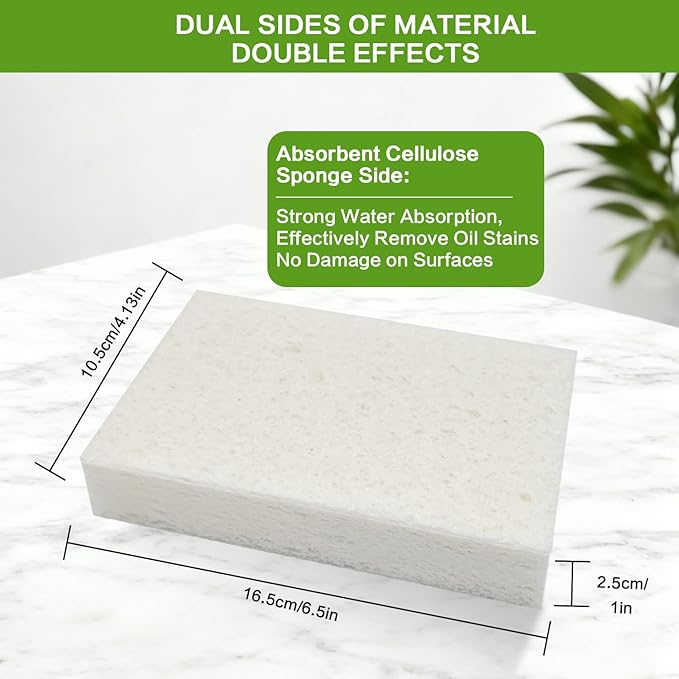 Scratch Scrub Sponge, 6 Kitchen Sponges for Cleaning Around the Home, Bathroom & More, Large Size Scratch-Free Dish Scrubber, Best for Nonstick Pots and Pans (4" x 6" x 1",Watermelon