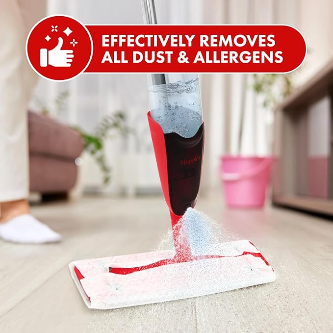 Premium Spray Mop for Floor Cleaning - 10 Disposable Sheets, Hard Wood Floor Cleaner for Mess Free Mopping and Shining