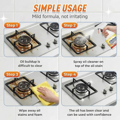 Kitchen Heavy Oil Cleaner Spray 8Oz, All Purpose Foaming Degreaser, Grease Remover for Stove, Oven, Range Hood, Counters & Multi-Surface Household Cleaning (3 set)